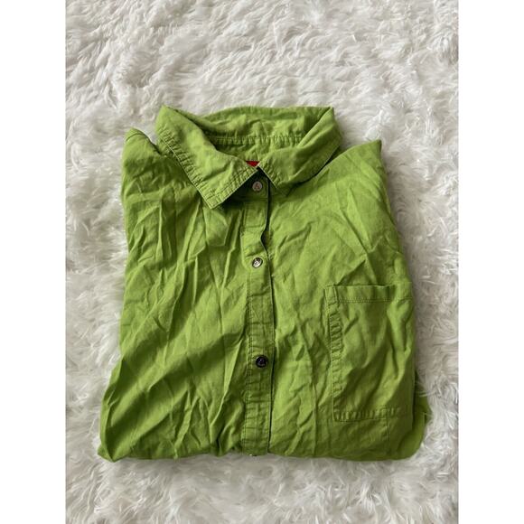 A Line Women’s Sz. 10 Green Roll Up Sleeves Blouse. Cute, Fun - Picture 9 of 9